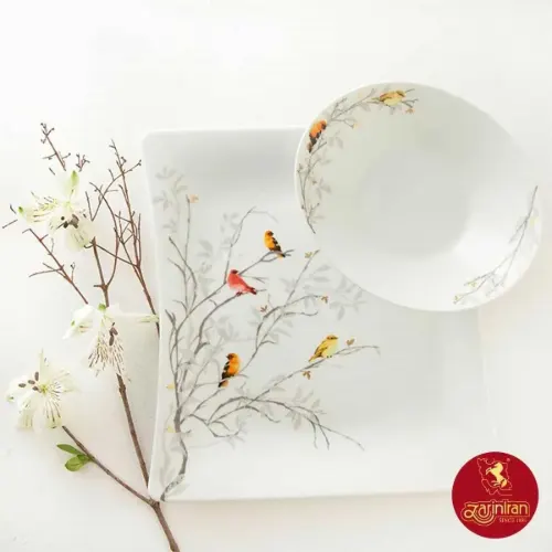 سرویس غذاخوری چینی زرین وینچی طرح رسپینا 6 نفره