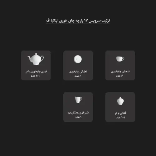 ترکیب اقلام سرویس 17 پارچه چینی زرین