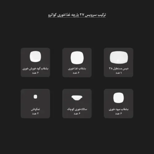 خرید سرویس رسپینا چینی زرین کواترو 6 نفره 27 پارچه
