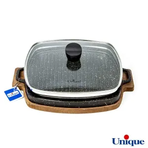 تابه گریل چدنی یونیک مربع 32 سانتیمتری (زیره چوبی) UN-6017