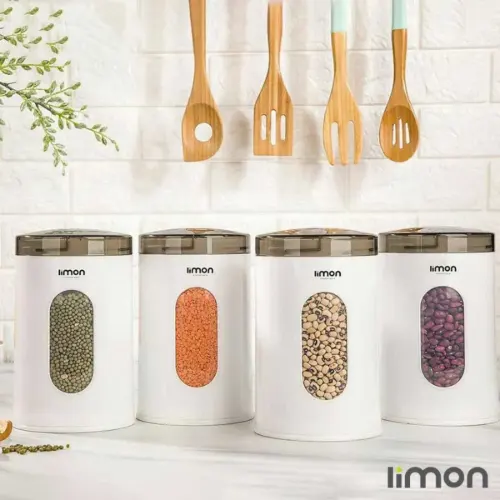 جای حبوبات گرد شفاف لیمون