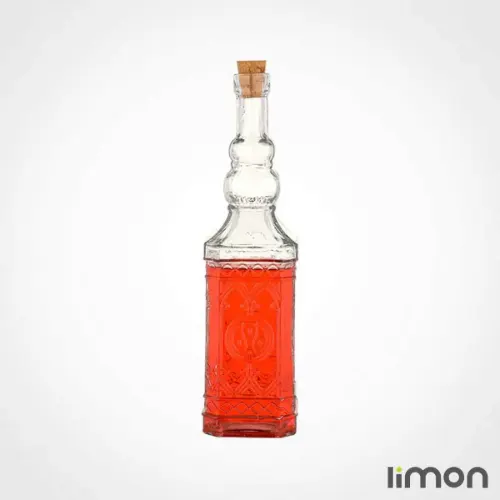 بطری 4 گوش درب چوب پنبه ای بلند