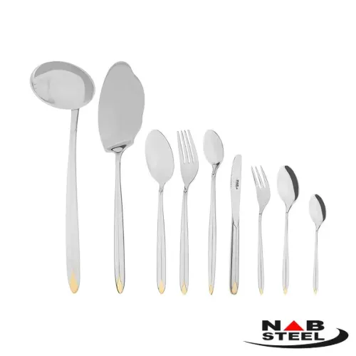 سرویس 116 پارچه ناب استیل مدل پالرمو با جعبه کادویی (طلایی)