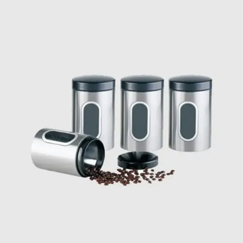 ظرف حبوبات 4 تایی پنجره دار استیل UN-6970
