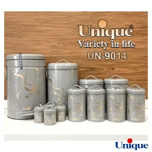 سرویس آشپزخانه یونیک فانتزی 8+4 پارچه طوسی ماربل طلایی UN-9014