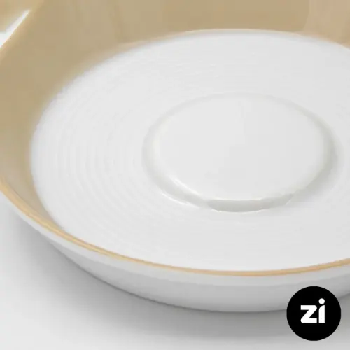 نعلبکی زیر استکانی چینی زرین (Zi) فرم اس سایز 12 طرح پاستل کرم