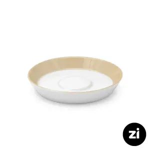 نعلبکی زیر استکانی چینی زرین (Zi) فرم اس سایز 15 طرح پاستل کرم