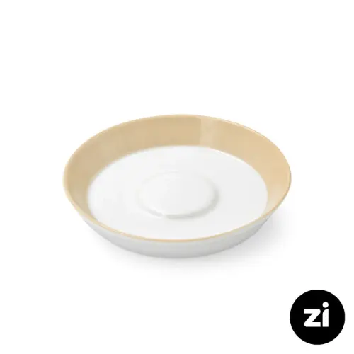 نعلبکی زیر استکانی چینی زرین (Zi) فرم اس سایز 15 طرح پاستل کرم