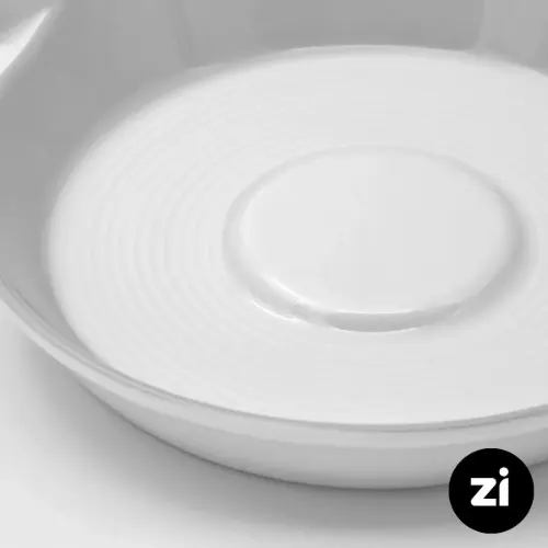 نعلبکی زیر استکانی چینی زرین (Zi) فرم اس سایز 15 طرح سفید