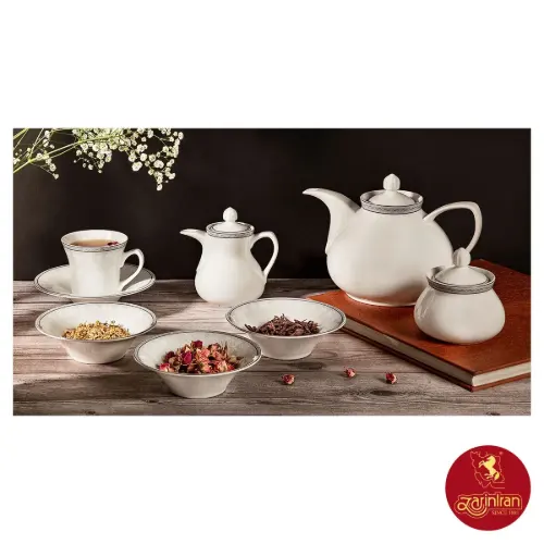 سرویس چای خوری چینی زرین شهرزاد طرح وایت رز 12 پارچه
