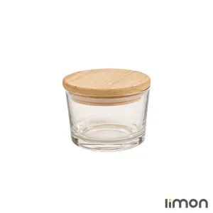 ظرف شیشه ای دربدار کادویی درب چوبی لیمون با طراحی کاربردی