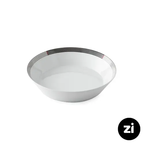 بشقاب گود چینی زرین فرم اس طرح وگاس قرمز سایز 19