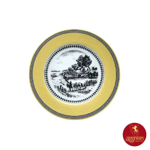 بشقاب پیش دستی چینی زرین ایتالیا اف طرح ویلیج 6 عددی سایز 19