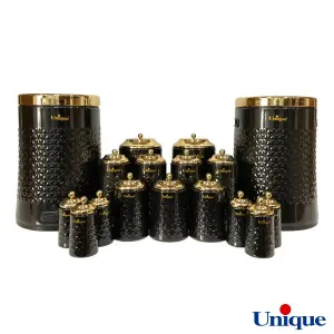 سرویس آشپزخانه 17 پارچه یونیک گلکسی مشکی در طلا UN-4629
