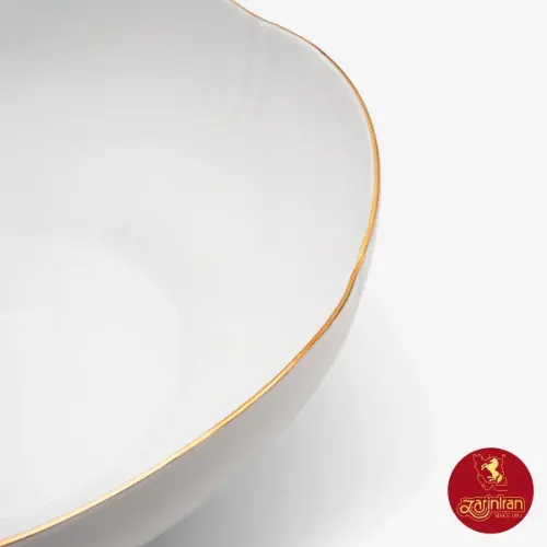 سرویس قاب و قدح چینی زرین هگزان طرح زرین لب طلایی