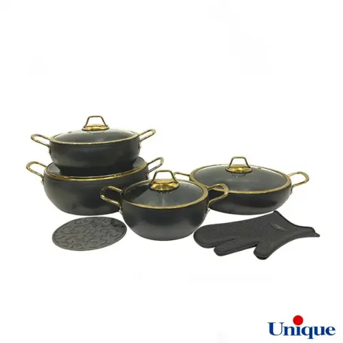 سرویس قابلمه 8 پارچه یونیک مدل طوسی خمره ای UN-8351