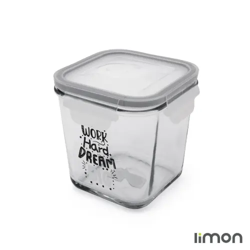 قیمت ظرف شیشه ای لیمون مربع دربدار 860 میلی لیتری چاپی 2110