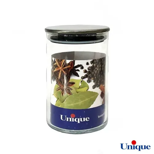 بانکه شیشه ای یونیک ۱۲ سانتی درب استیل UN-1379A