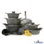 سرویس قابلمه گرانیتی یونیک 15 پارچه طوسی نقره ای رز UN-7977
