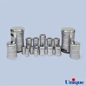 سرویس 18 پارچه کمر باریک خطی نقره ای استیل یونیک UN-4591