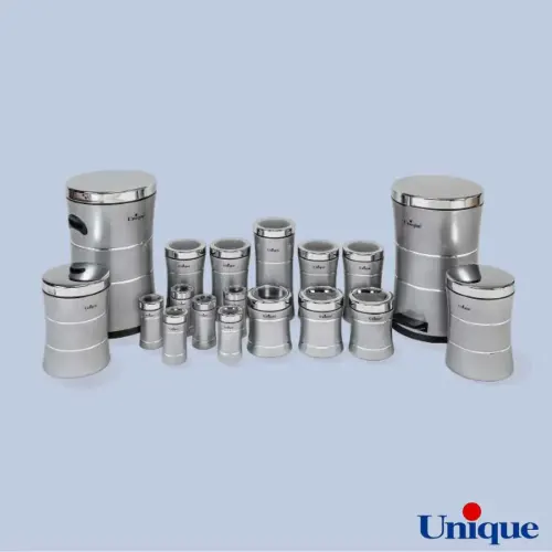 سرویس 18 پارچه کمر باریک خطی نقره ای استیل یونیک UN-4591