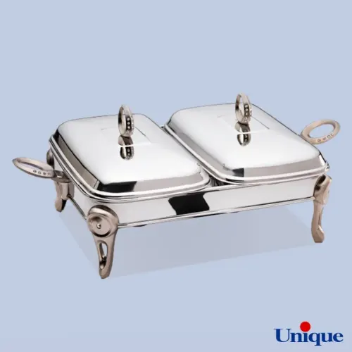 سوفله خوری یونیک دو خانه نگین دار نقره ای UN-3616
