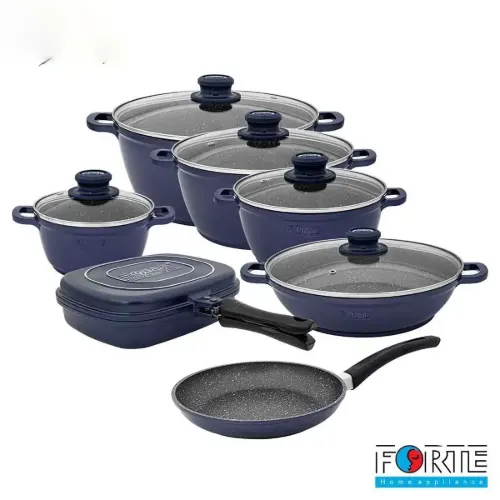 سرویس قابلمه گرانیتی 14 پارچه فورته Forte مدل پریما سرمه ای
