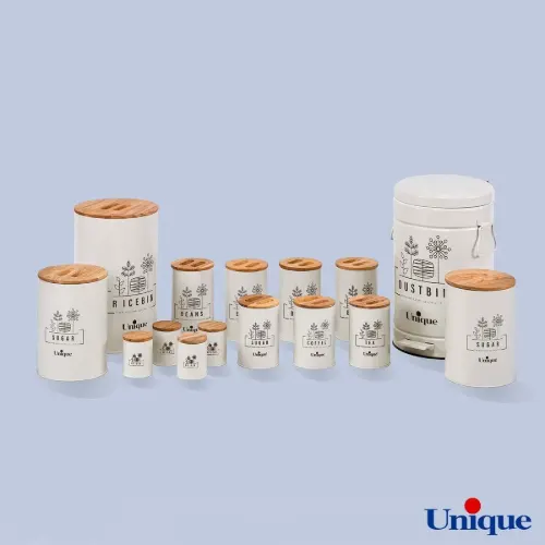سرویس آشپزخانه 15 پارچه یونیک UN-8011 فانتزی کرم سه گل درب بامبو