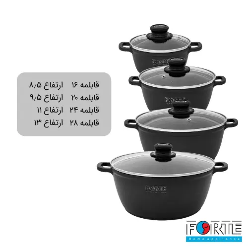 سرویس قابلمه گرانیتی 14 پارچه فورته Forte مدل پریما سرمه ای