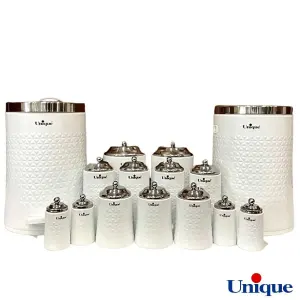 سرویس آشپزخانه 15 پارچه یونیک گلکسی سفید درب استیل UN-4609