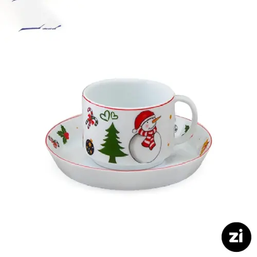 فنجان و نعلبکی چای خوری چینی زرین ZI فرم اس سانتا 2 پارچه