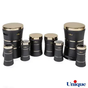 سرویس 8 پارچه کمرباریک خطی مشکی درب طلایی یونیک UN-4594