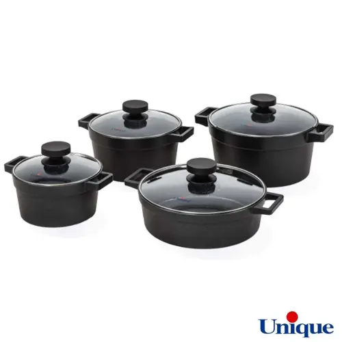 سرویس قابلمه 8 پارچه یونیک مدل دیاموند مشکی UN-8500