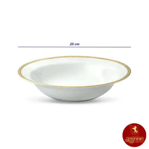 سالادخوری چینی زرین ایتالیا اف طرح ریوا طلایی سایز بزرگ 25 سانتی متری