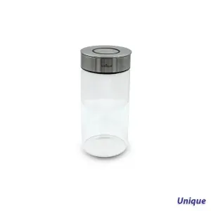 بانکه شیشه ای درب استیل یونیک 20 سانت UN-1702