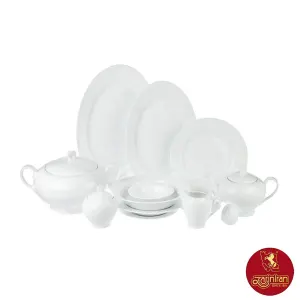 سرویس چینی یاسمن ایتالیا اف سفید 76 پارچه