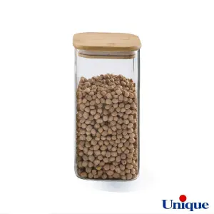 بانکه شیشه ای 20 سانتیمتر درب چوبی یونیک UN-1760