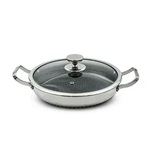 تابه استیل کربنی دو دسته Chik Chef مدل CC8016-28T درب دار