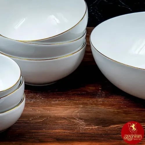 سرویس 13 پارچه پیاله چینی زرین طرح زرین لب طلایی