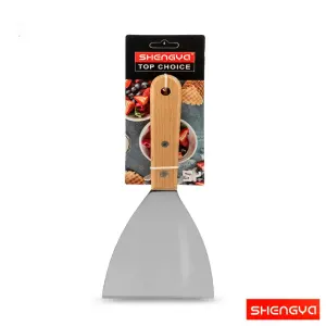 کاردک آشپزی استیل دسته چوبی شنگیا K6080