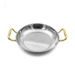 ماهیتابه استیل دسته طلایی داخل چکشی سایز 24 POT-24