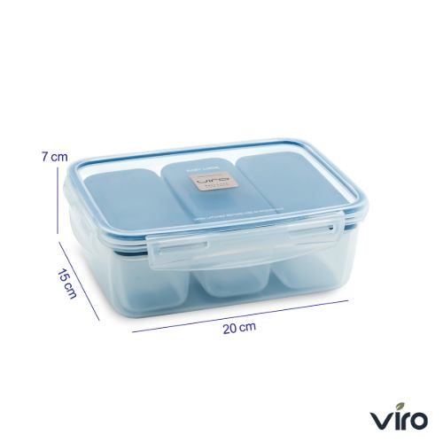 خرید ظرف فریزری 3 خانه مستطیل ویرو کد 203/3