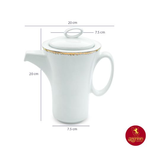 ابعاد قوری وینچی رویال پلاتینی چینی زرین