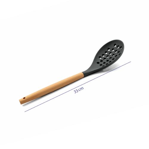 قیمت کفگیر سیلیکونی دسته چوبی کد W09