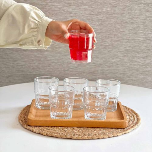 نیم لیوان شیشه ای لیمون شیاردار 200 سی سی 6 عددی کد 2483