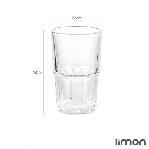 لیوان شیشه ای لیمون شیاردار 290 سی سی 6 عددی کد 2486