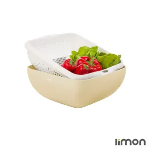 ست کاسه و آبکش مربع لیمون 0576